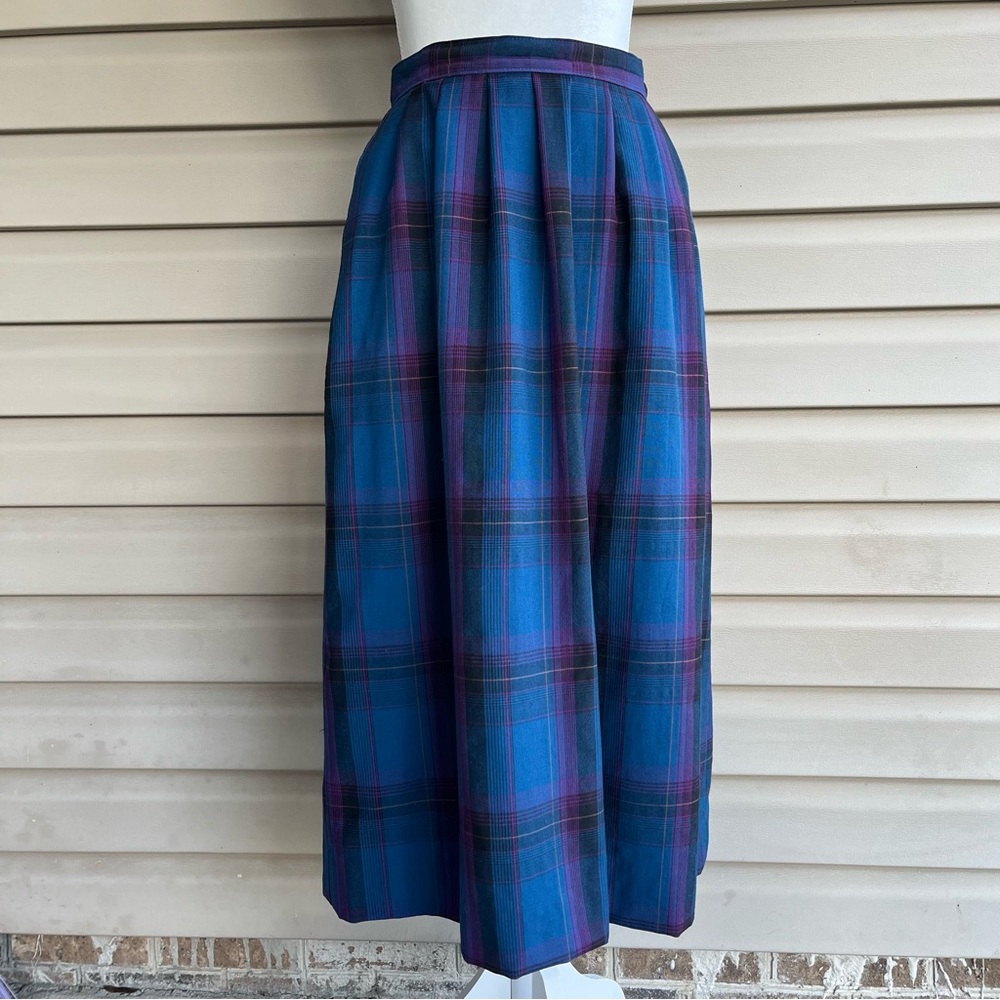 Pendleton Blue and Purple Plaid A-Line Skirt